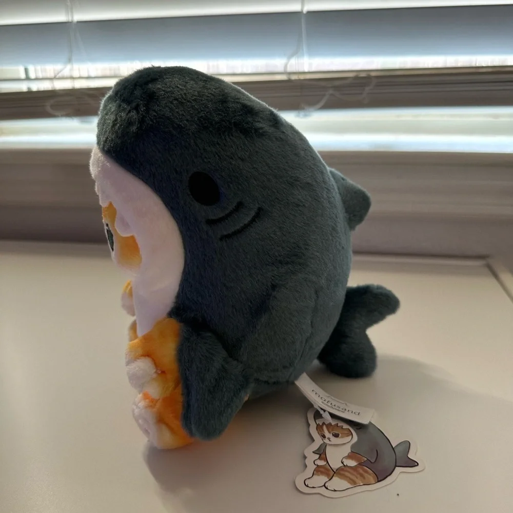 Adorable Cat Plush Toy with shark hoodie